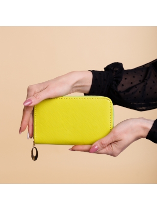 Γυναικεία Πορτοφόλια, Γυναικείο πορτοφόλι κίτρινο από οικολογικό δέρμα  Amparo - Kalapod.gr