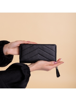 Γυναικεία Πορτοφόλια, Γυναικείο πορτοφόλι μαύρο από οικολογικό δέρμα  Zoraida - Kalapod.gr