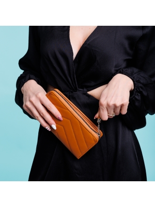 Γυναικεία Πορτοφόλια, Γυναικείο πορτοφόλι καμελ από οικολογικό δέρμα  Zoraida - Kalapod.gr