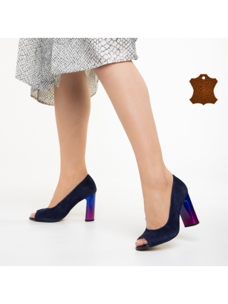 Γυναικεία Παπούτσια, Γυναικεία παπούτσια Marco μπλε από δέρμα καστόρι Cecelia - Kalapod.gr