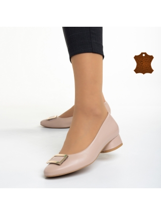 Παπούτσια με τακούνι, Γυναικεία παπούτσια Marco ροζ από φυσικό δέρμα Jantine - Kalapod.gr