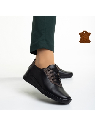 LAST SIZE, Γυναικεία casual παπούτσια μαύρα από φυσικό δέρμα Anahita - Kalapod.gr