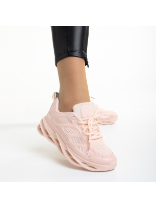 Γυναικεία αθλητικά παπούτσια ροζ από οικολογικό δέρμα και ύφασμα Alora - Kalapod.gr