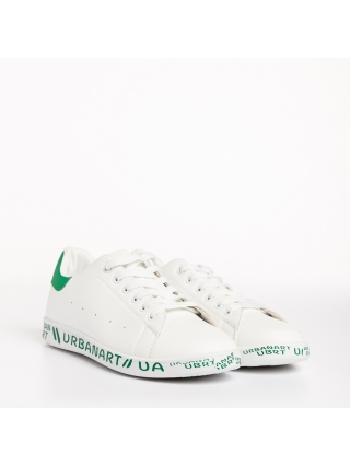 ΑΝΔΡΙΚΑ ΥΠΟΔΗΜΑΤΑ, Ανδρικά αθλητικά παπούτσια λευκά με πράσινο από οικολογικό δέρμα  Spiros - Kalapod.gr