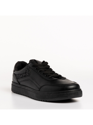 Γυναικεία Αθλητικά Παπούτσια, Γυναικεία αθλητικά παπούτσια  μαύρα από οικολογικό δέρμα Damiana - Kalapod.gr