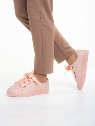 Νέα, Γυναικεία αθλητικά παπούτσια  ροζ από οικολογικό δέρμα Elvina - Kalapod.gr