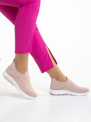 Γυναικεία Αθλητικά Παπούτσια, Γυναικεία αθλητικά παπούτσια ροζ από ύφασμα April - Kalapod.gr