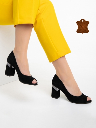 Γυναικεία Παπούτσια, Γυναικεία παπούτσια Marco μαύρα από δέρμα καστόρι Tanisha - Kalapod.gr