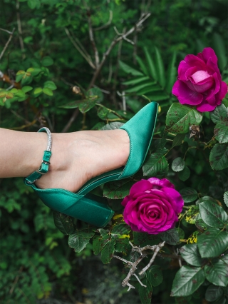 Γυναικεία Παπούτσια, Γυναικείες γόβες  πράσινα από ύφασμα Nargiza - Kalapod.gr