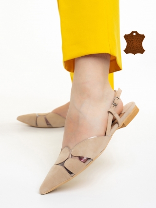Γυναικεία Παπούτσια, Γυναικεία παπούτσια Marco μπεζ από φυσικό δέρμα Alfonsina - Kalapod.gr