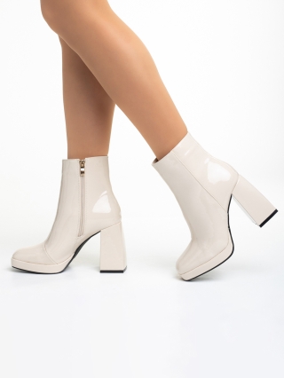 LAST SIZE, Γυναικεία μπότινια  μπεζ από οικολογικό δέρμα λουστρίνη Rosalita - Kalapod.gr