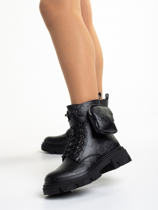 Γυναικεία Μποτάκια, Γυναικεία μπότακια μαύρα από οικολογικό δέρμα Celina - Kalapod.gr