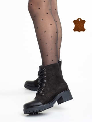 Γυναικεία μπότακια  μαύρα από φυσικό δέρμα Dariona - Kalapod.gr