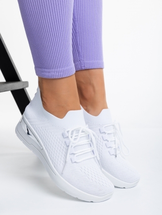 Νέα, Γυναικεία αθλητικά παπούτσια  λευκά από ύφασμα  Davinia - Kalapod.gr