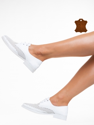 Casual παπούτσια, Γυναικεία casual παπούτσια  λευκά από φυσικό δέρμα Valora - Kalapod.gr