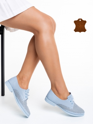 Casual παπούτσια, Γυναικεία casual παπούτσια  μπλε από φυσικό δέρμα Valora - Kalapod.gr