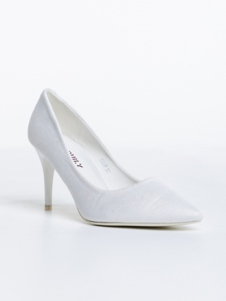Γυναικεία Παπούτσια, Γυναικείες γόβες λευκά από ύφασμα Erminia - Kalapod.gr