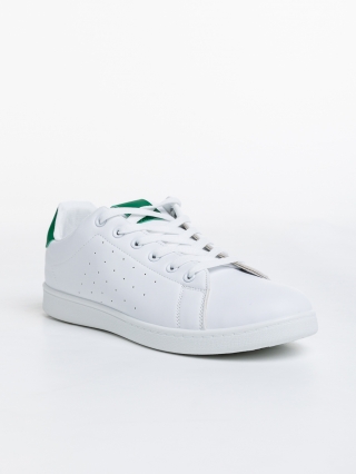 Ανδρικά Αθλητικά Παπούτσια, Ανδρικά αθλητικά παπούτσια λευκό με πράσινο από οικολογικό δέρμα Valeriano - Kalapod.gr