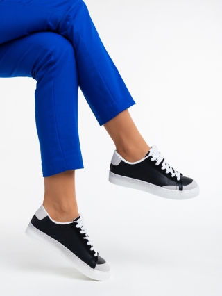 Γυναικεία Αθλητικά Παπούτσια, Γυναικεία αθλητικά παπούτσια μαύρα από οικολογικό δέρμα Giorgina - Kalapod.gr
