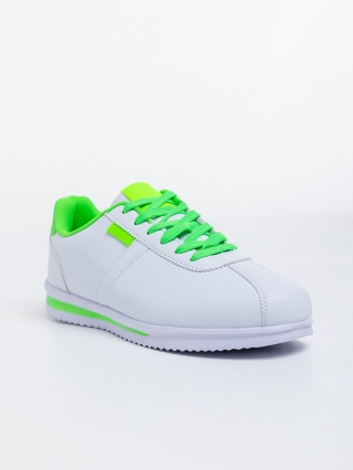ΑΝΔΡΙΚΑ ΥΠΟΔΗΜΑΤΑ, Ανδρικά αθλητικά παπούτσια λευκά με πράσινο από οικολογικό δέρμα Miguel - Kalapod.gr