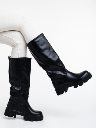 ΓΥΝΑΙΚΕΙΑ ΥΠΟΔΗΜΑΤΑ, Γυναικείες μπότες μαύρα από οικολογικό δέρμα Devika - Kalapod.gr