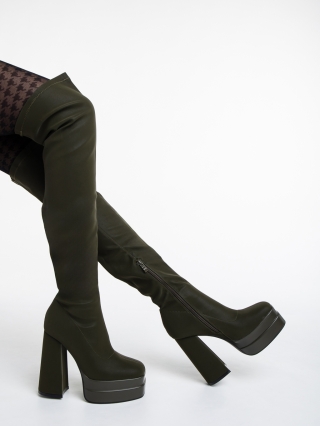Χόντροοτάκουνες Μπότες, Γυναικείες μπότες πράσινα από ύφασμα Masuma - Kalapod.gr
