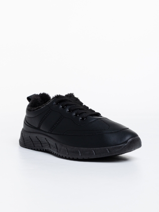Ανδρικά Αθλητικά Παπούτσια, Ανδρικά αθλητικά παπούτσια μαύρα από οικολογικό δέρμα Preston - Kalapod.gr