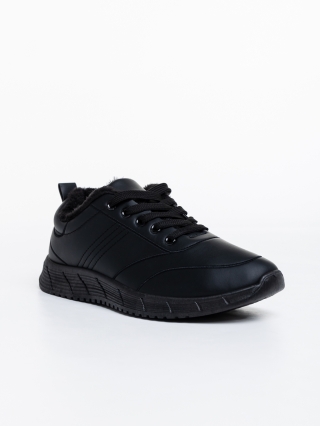 Ανδρικά αθλητικά παπούτσια μαύρα από οικολογικό δέρμα Jorah - Kalapod.gr