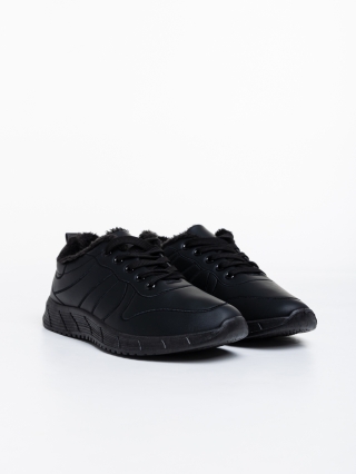 Ανδρικά Αθλητικά Παπούτσια, Ανδρικά αθλητικά παπούτσια μαύρα από οικολογικό δέρμα Grover - Kalapod.gr