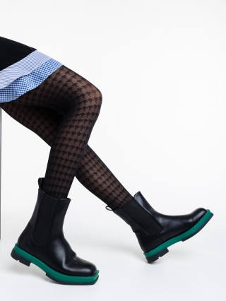 Γυναικείες Μπότες, Γυναικείες μπότες μαύρα με πράσινο από οικολογικό δέρμα Omolara - Kalapod.gr