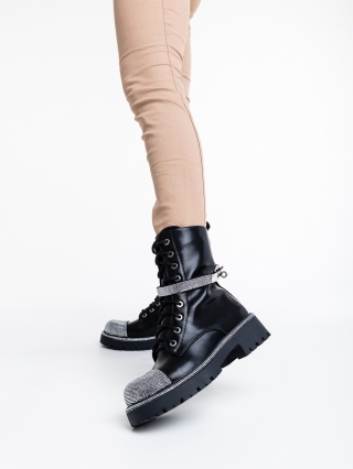 Γυναικεία Μποτάκια, Γυναικεία μπότακια μαύρα από οικολογικό δέρμα   Inesa - Kalapod.gr