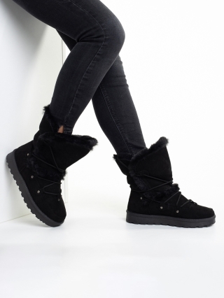 Γυναικείες Μπότες, Γυναικείες μπότες μαύρες  από ύφασμα Phyllis - Kalapod.gr