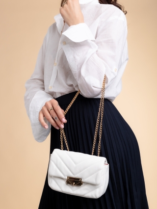  ΑΞΕΣΟΥΑΡ , Γυναικεία τσάντα λευκή από οικολογικό δέρμα Ligeia - Kalapod.gr