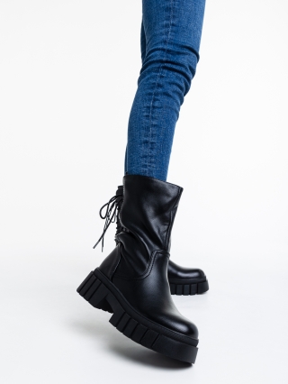 Γυναικείες Μπότες, Γυναικείες μπότες μαύρα από οικολογικό δέρμα   Kanchana - Kalapod.gr