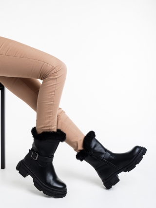 ΓΥΝΑΙΚΕΙΑ ΥΠΟΔΗΜΑΤΑ, Γυναικείες μπότες μαύρα από οικολογικό δέρμα Sherilyn - Kalapod.gr