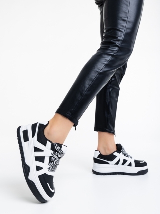 ΓΥΝΑΙΚΕΙΑ ΥΠΟΔΗΜΑΤΑ, Γυναικεία αθλητικά παπούτσια μαύρα με λευκό από οικολογικό δέρμα Daelen - Kalapod.gr