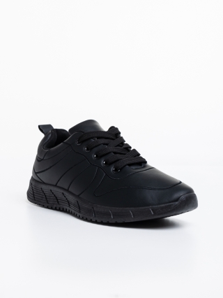 Ανδρικά Αθλητικά Παπούτσια, Ανδρικά αθλητικά παπούτσια μαύρα από οικολογικό δέρμα Kemit - Kalapod.gr
