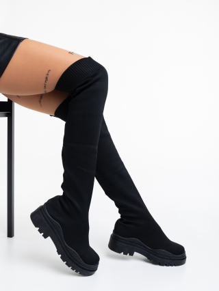 ΓΥΝΑΙΚΕΙΑ ΥΠΟΔΗΜΑΤΑ, Γυναικείες μπότες μαύρα από ύφασμα Tyronica - Kalapod.gr
