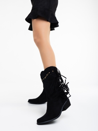 Γυναικείες Μπότες, Γυναικείες μπότες μαύρα από ύφασμα Darnisha - Kalapod.gr