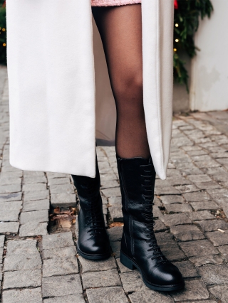 ΓΥΝΑΙΚΕΙΑ ΥΠΟΔΗΜΑΤΑ, Γυναικείες μπότες   μαύρα  από οικολογικό δέρμα Kimberlyn - Kalapod.gr