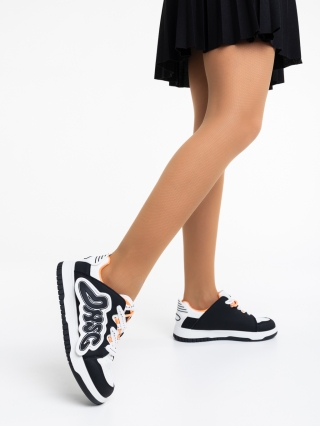 Γυναικεία αθλητικά παπούτσια λευκά με μαύρο από οικολογικό δέρμα Azurine - Kalapod.gr