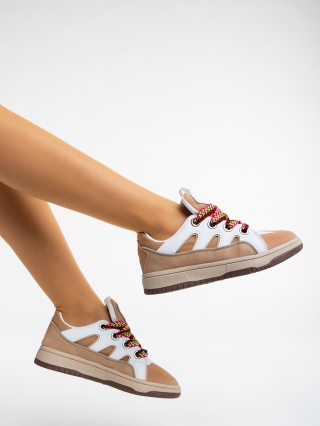 Γυναικεία Αθλητικά Παπούτσια, Γυναικεία αθλητικά παπούτσια μπεζ από οικολογικό δέρμα Ardala - Kalapod.gr