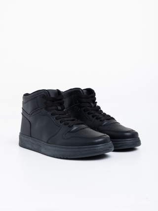 Ανδρικά Αθλητικά Παπούτσια, Ανδρικά αθλητικά παπούτσια μαύρα από οικολογικό δέρμα Emanoil - Kalapod.gr