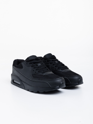 Ανδρικά αθλητικά παπούτσια μαύρα από οικολογικό δέρμα Bram - Kalapod.gr