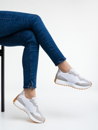 Γυναικεία Αθλητικά Παπούτσια, Γυναικεία αθλητικά παπούτσια λευκά από οικολογικό δέρμα Zeva - Kalapod.gr