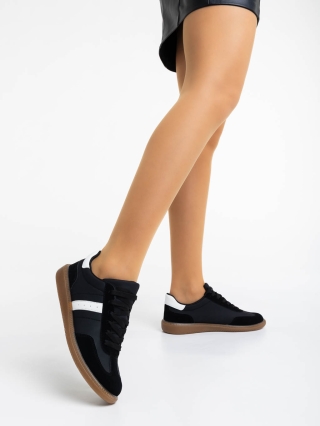 Γυναικεία αθλητικά παπούτσια μαύρα από οικολογικό δέρμα Liliha - Kalapod.gr