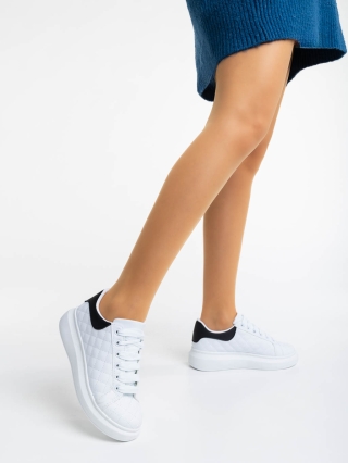 Γυναικεία αθλητικά παπούτσια λευκά με μαύρο Annora - Kalapod.gr