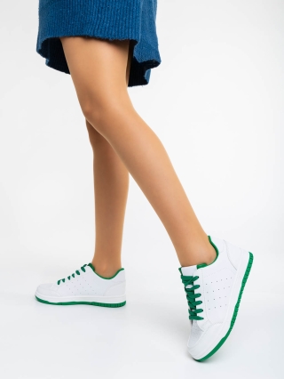 ΓΥΝΑΙΚΕΙΑ ΥΠΟΔΗΜΑΤΑ, Γυναικεία αθλητικά παπούτσια λευκά με πράσινο από οικολογικό δέρμα Kiersten - Kalapod.gr
