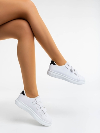 Γυναικεία Αθλητικά Παπούτσια, Γυναικεία αθλητικά παπούτσια λευκά από οικολογικό δέρμα Deziree - Kalapod.gr