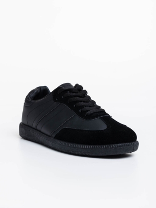 Ανδρικά Αθλητικά Παπούτσια, Ανδρικά αθλητικά παπούτσια μαύρα από οικολογικό δέρμα Silvius - Kalapod.gr